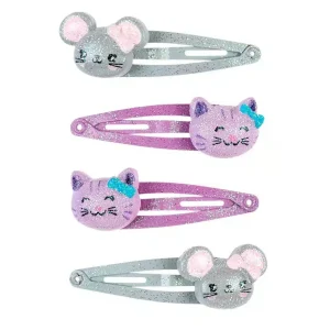 Haarclips Kat & Muis - 4 stuks