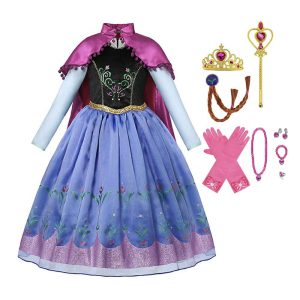 Frozen Anna jurk roze cape inclusief accessoires