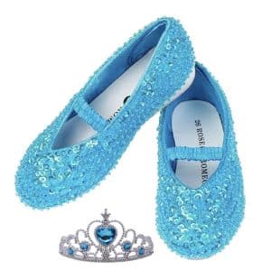 Ballerina schoenen Lily met pailletten - blauw + kroon