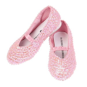 Ballerina schoenen Lily met pailletten - roze + kroon - 32