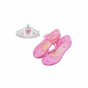 Prinsessen schoenen met klittenband + Kroon - roze