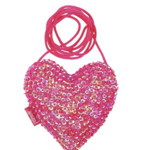 Tasje Emma + tiara - fuchsia - pailletten
