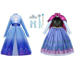 Elsa jurk  + Anna jurk +  4 delig accessoireset