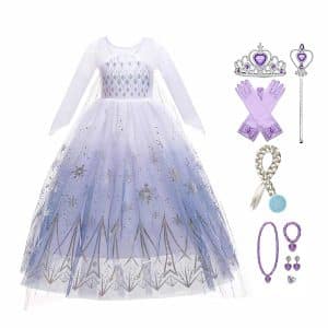Frozen Elsa witte kristallen jurk + accessoires