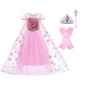 Voordeelpakket - Elsa jurk - roze prinsessenjurk