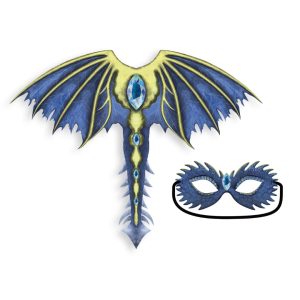Great Pretenders - Draken cape blauw + masker
