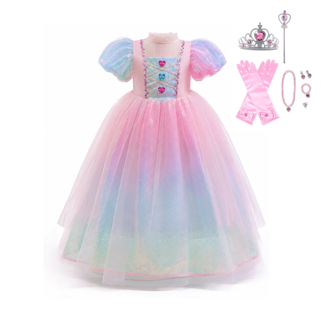 Roze prinsessenjurk Elsa met roze accessoires