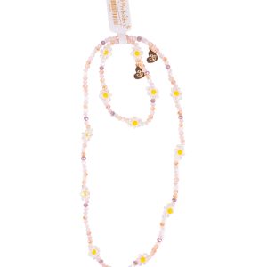Ketting + armband bloemen www.prinsessenjurk.nl